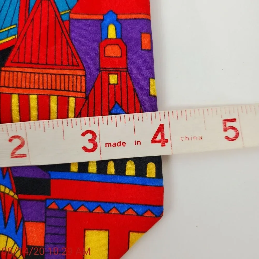 Addiction 90s Cityscape Bright‎ Silk Necktie Mens Tie 4
